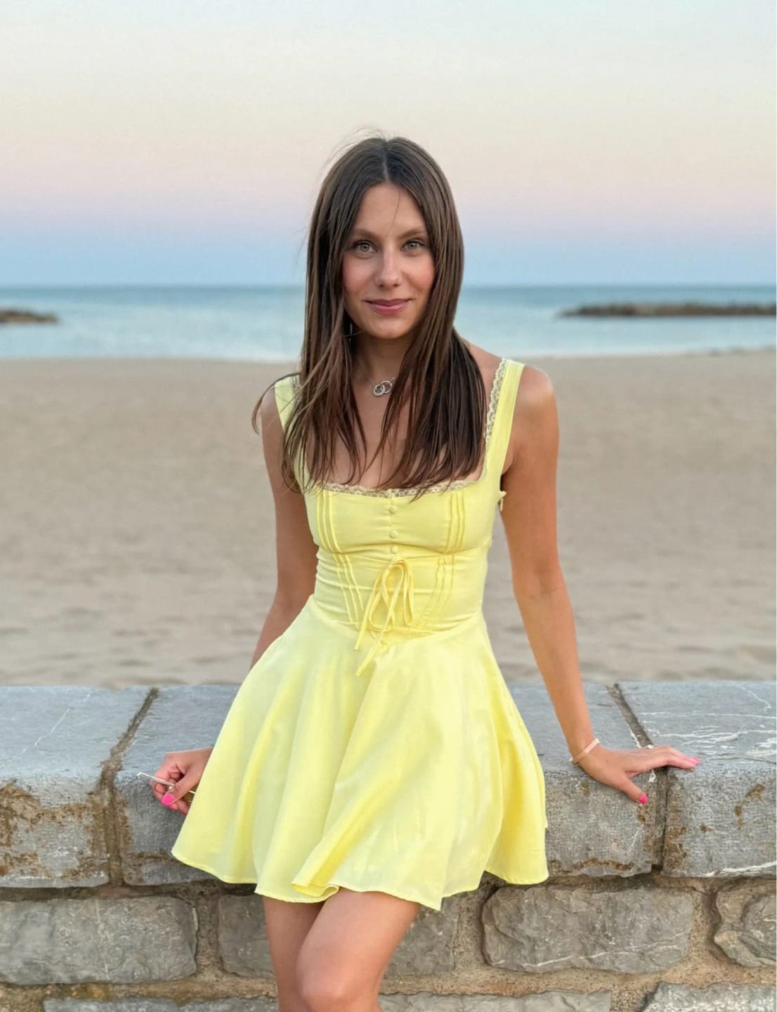 Customer photo review of Jolie Flowy Lace Up Mini Dress