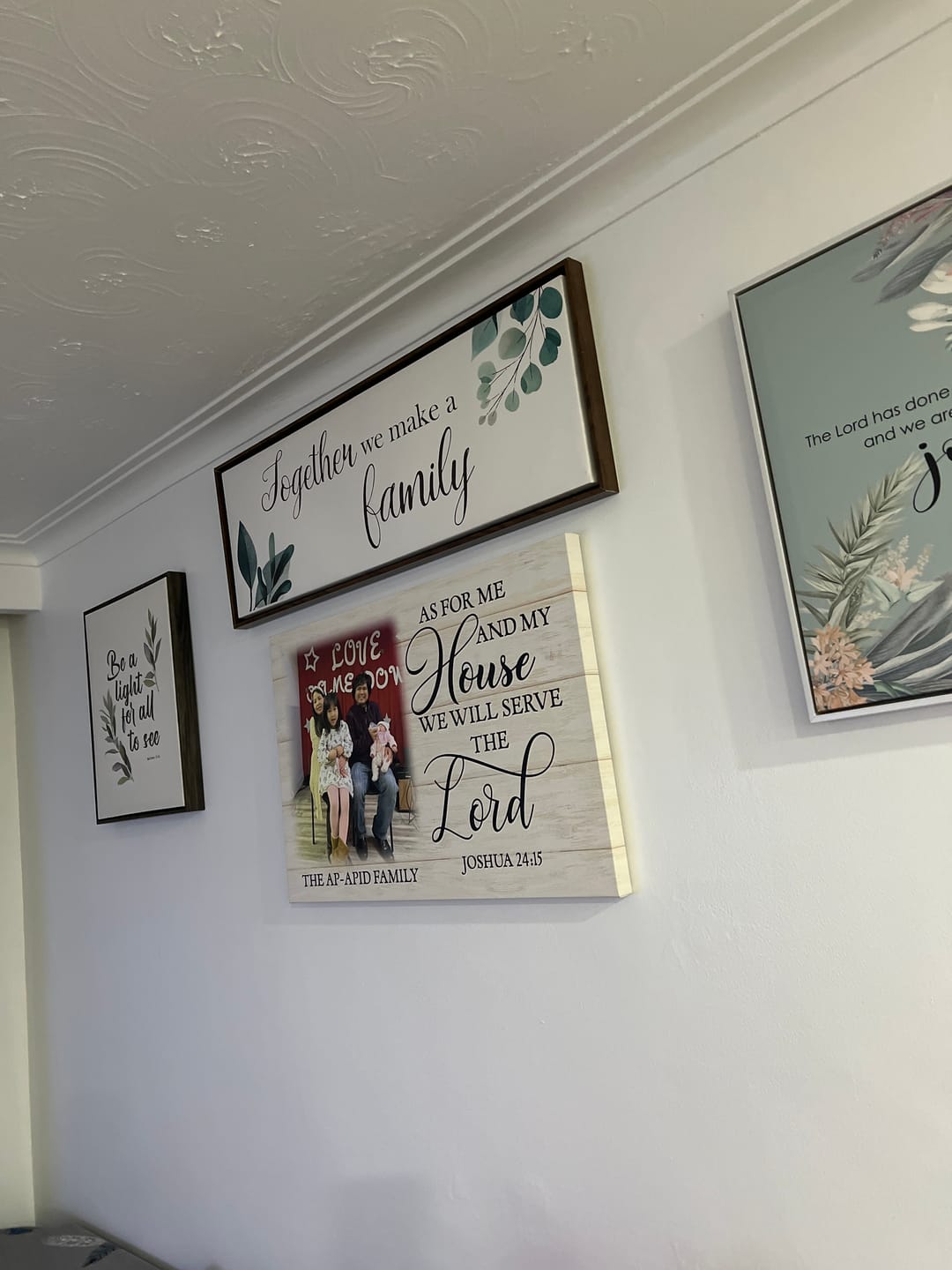 Customer photo review of Personalized, As for Me and My House Joshua 24:15, Custom Family Name & Photo, Wall Art Canvas