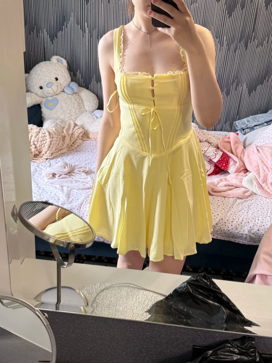 Customer photo review of Jolie Flowy Lace Up Mini Dress
