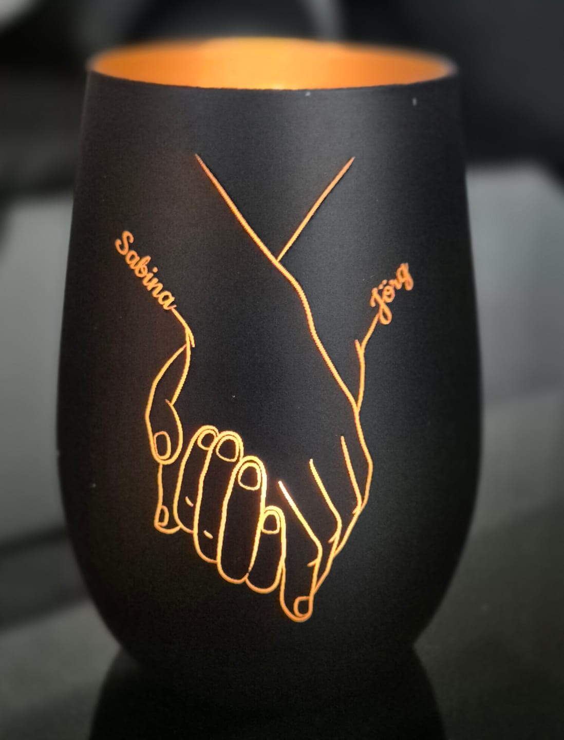 Customer photo review of Hand in Hand - Personalisiertes Windlicht