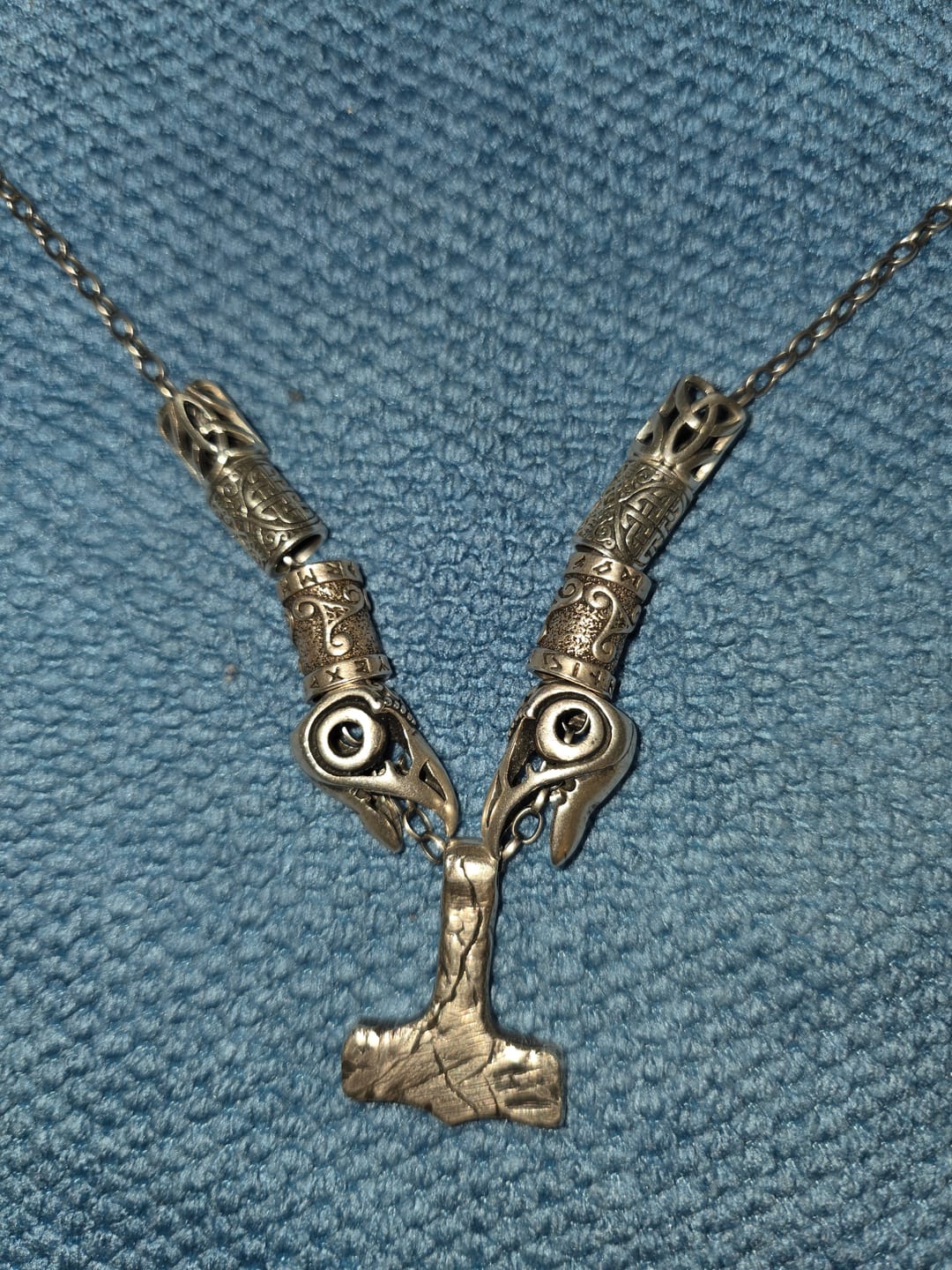 Customer photo review of Sterling Silver Triquetra Cut Through Hair Beard Bead