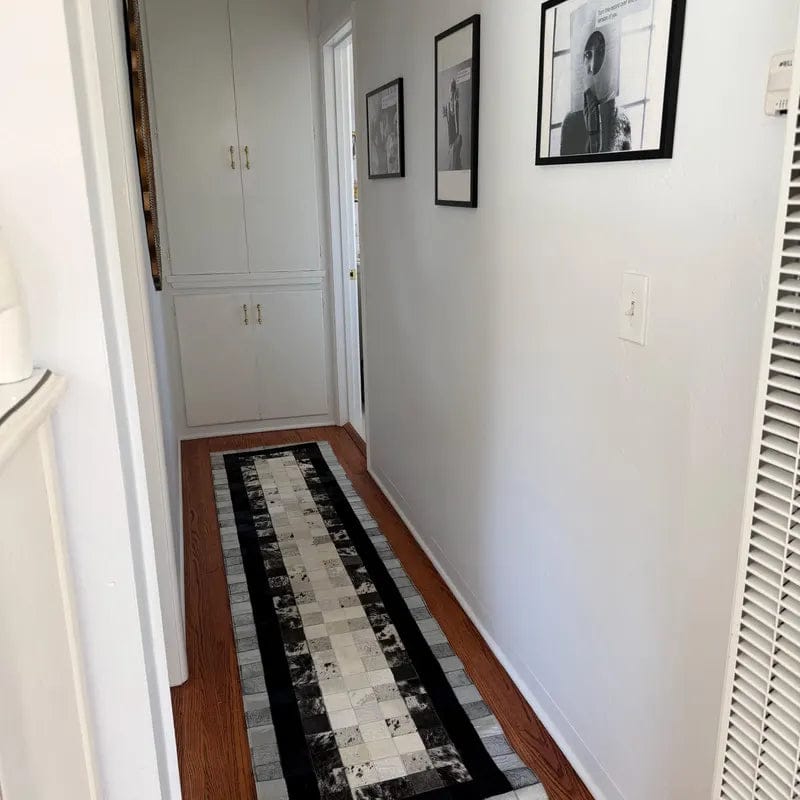 Customer photo review of Modern Designed Gray and Cream Cowhide Runner Rug, Natural Cowhide Patchwork Runner Rug, Luxury Runner Rug for Hallway