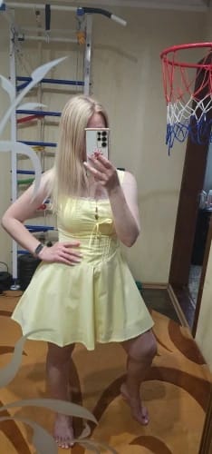 Customer photo review of Jolie Flowy Lace Up Mini Dress