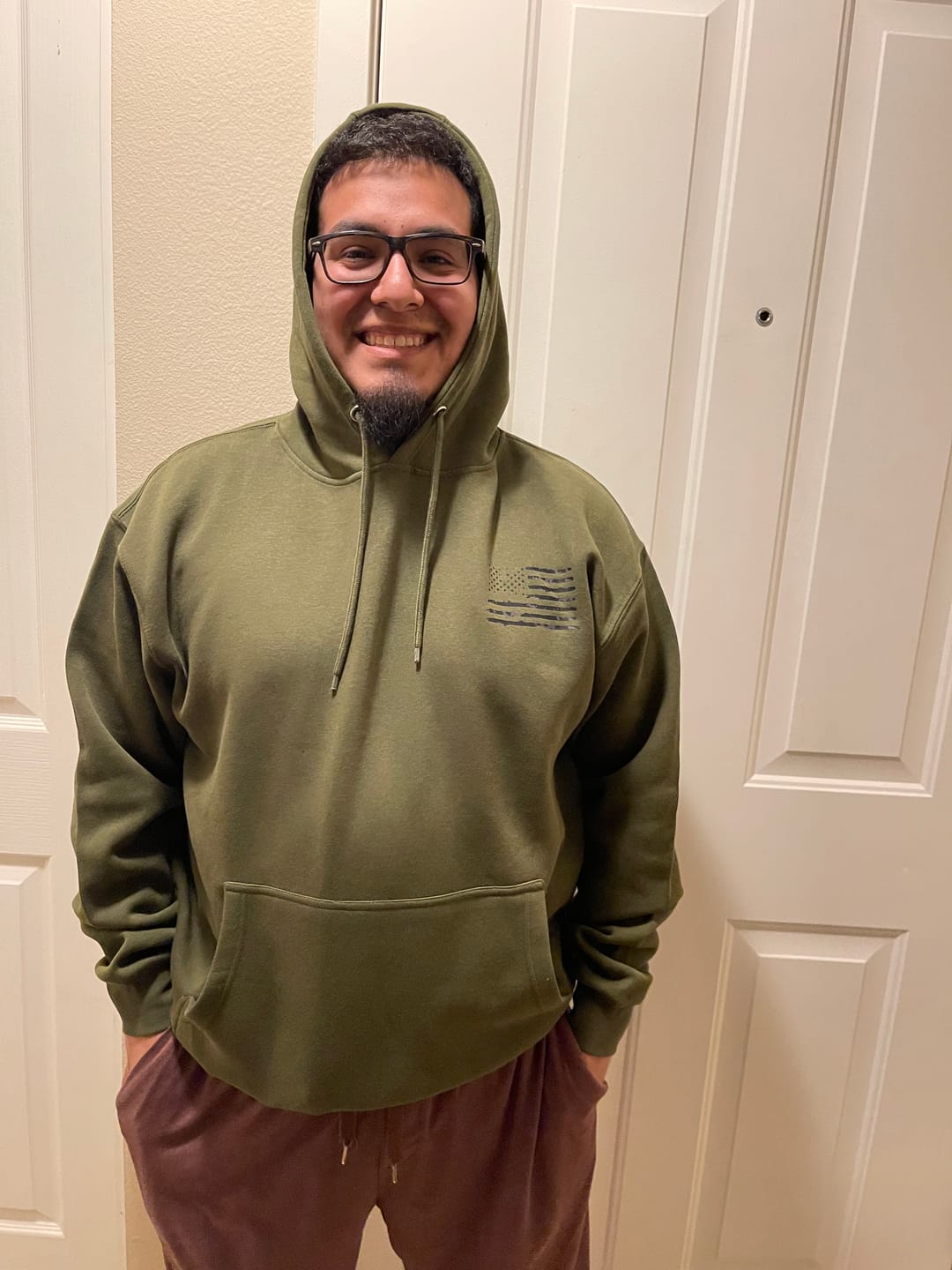 Customer photo review of Camo American Flag Hoodie
