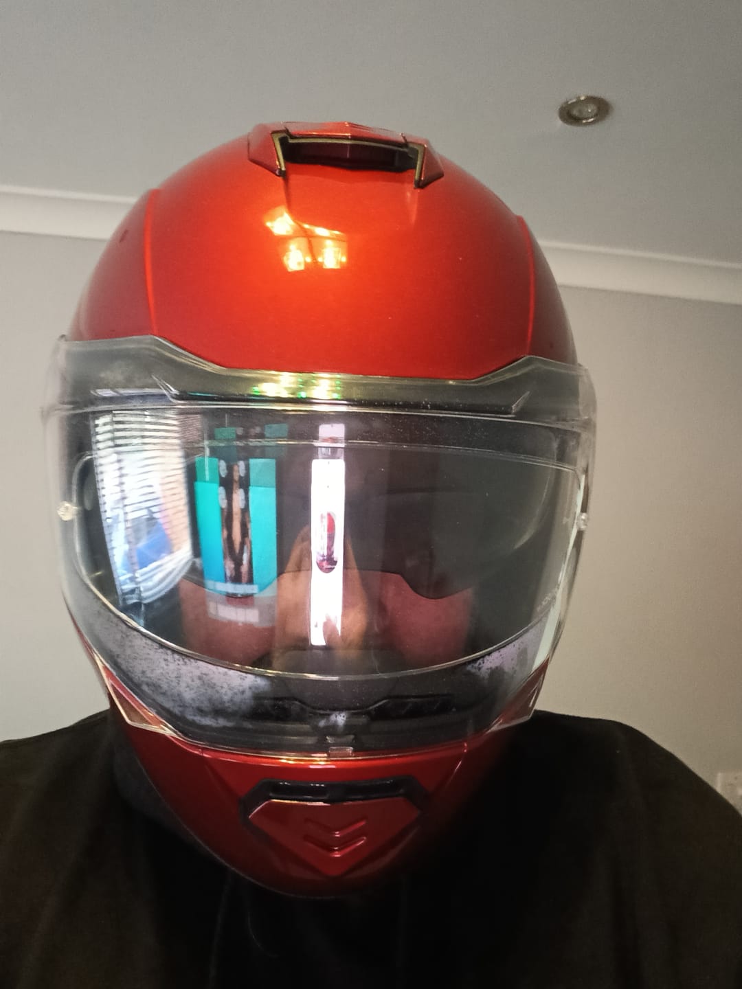 Customer photo review of Daytona Glide Modular Motorcycle Helmet - DOT Approved, Bluetooth Ready, Dual Visor, Men/Women/Youth - Black Cherry