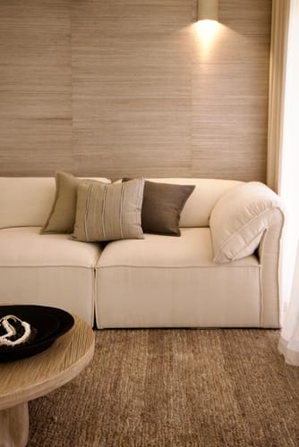 Tan & Charcoal Luxe Sisal Woven Wallpaper in a customer&rsquo;s home - verified photo review