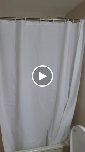 Customer video review of Juego Set Cortina Baño + Alfombra Baño Excelente Calidad