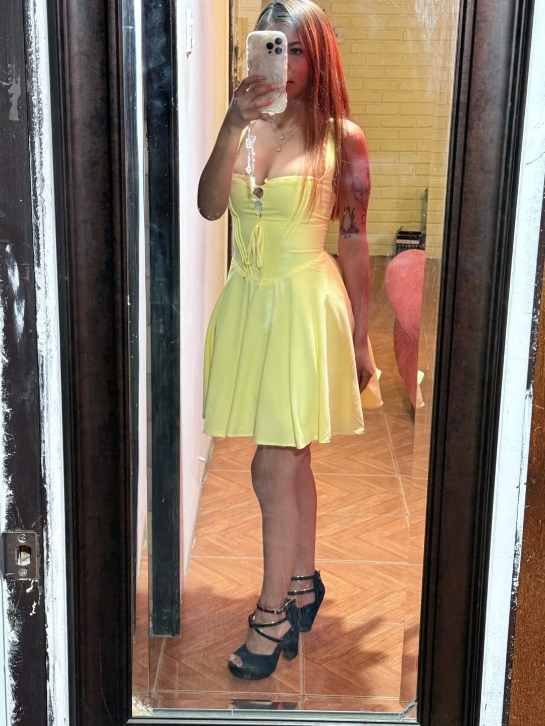 Customer photo review of Jolie Flowy Lace Up Mini Dress