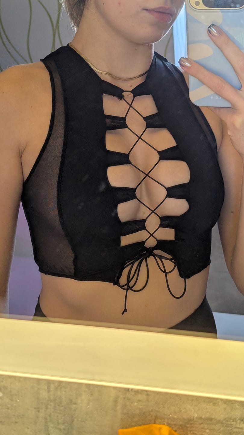 Customer photo review of Black Reverse Seam Top