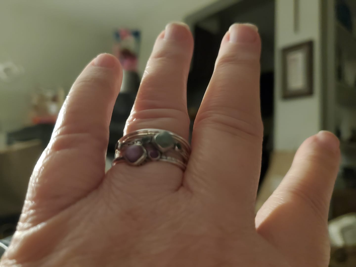 Customer photo review of Ruby and Emerald Stackable Ring Set