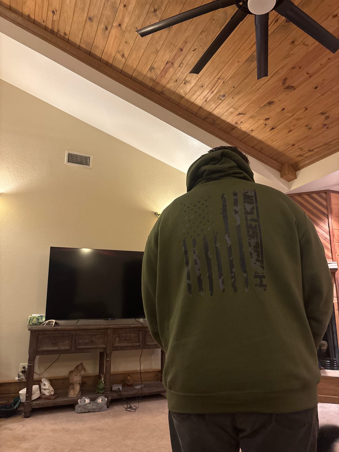 Customer photo review of Camo American Flag Hoodie