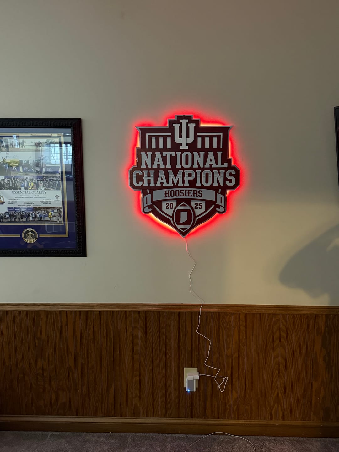 Customer photo review of Indiana Hoosiers Official 2025 National Champions 3D Metal Wall Art