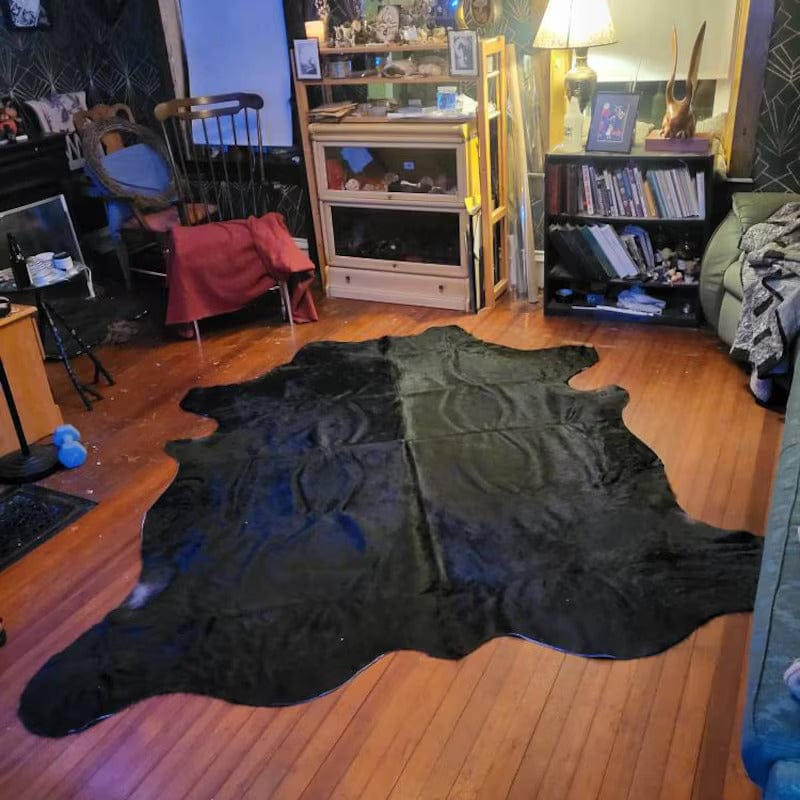 Customer photo review of Unique Natural Black Cowskin Decor Rug, Speckled Cow hide carpet