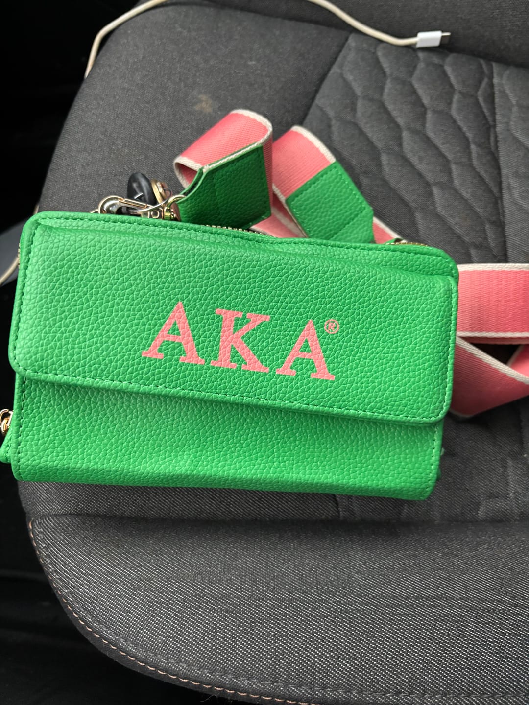 Customer photo review of Alpha Kappa Alpha (multiple compartment) crossbody wallet