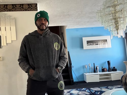 Customer photo review of TRUST GOD Stone Wash Hoody