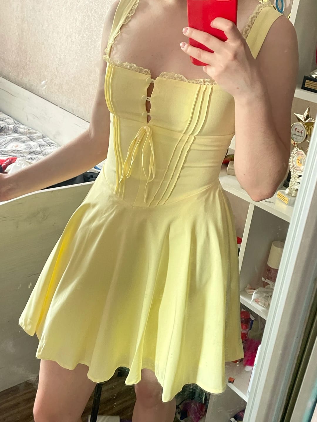 Customer photo review of Jolie Flowy Lace Up Mini Dress