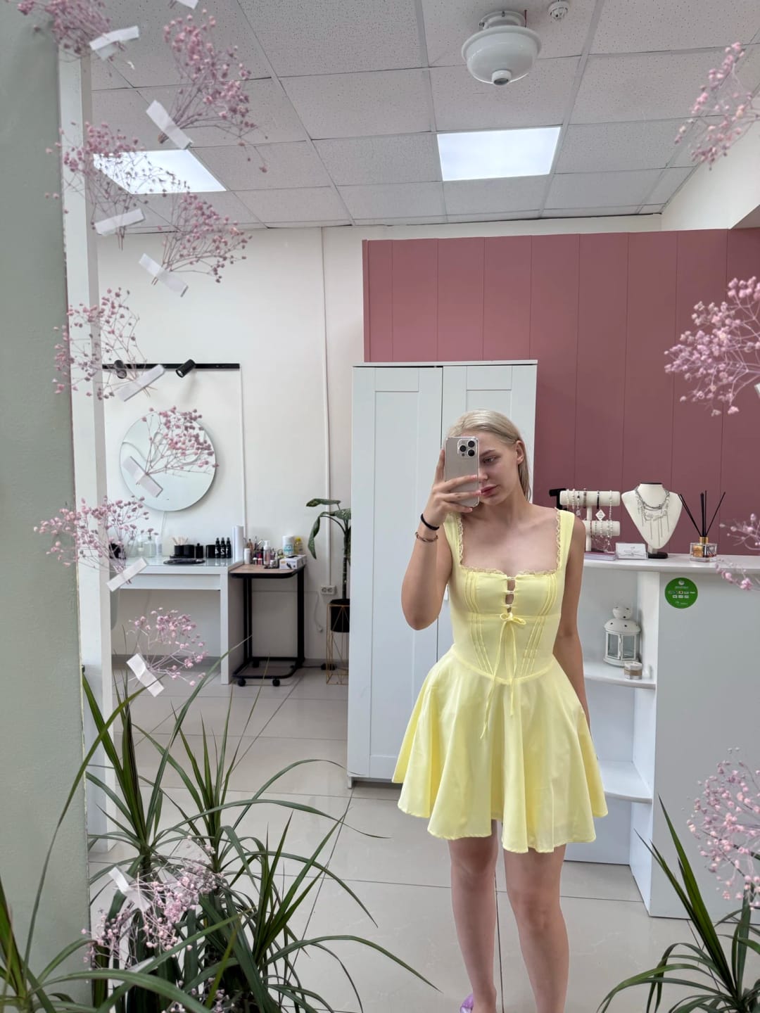 Customer photo review of Jolie Flowy Lace Up Mini Dress