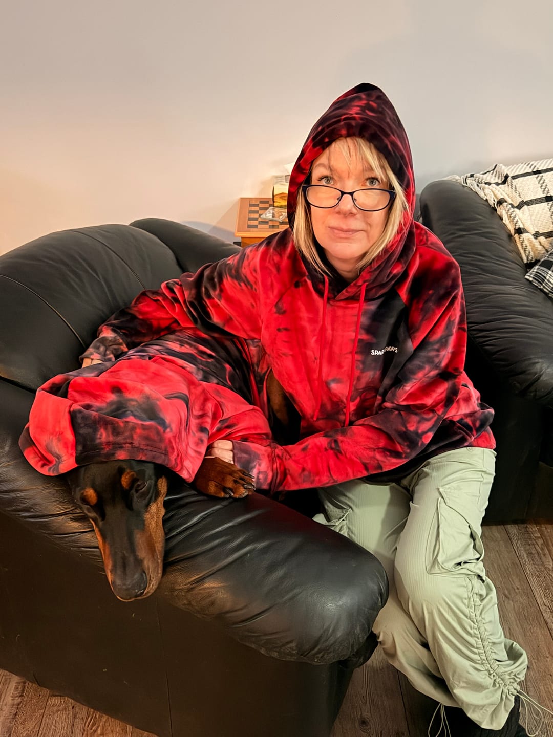 Customer photo review of Velvet Human Hoodie - Red & Black