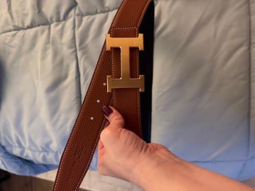 Customer photo review of HM CONSTANCE BELT BUCKLE & REVERSIBLE BRONZE BROWN LEATHER STRAP 38MM GOLD HARDWARE