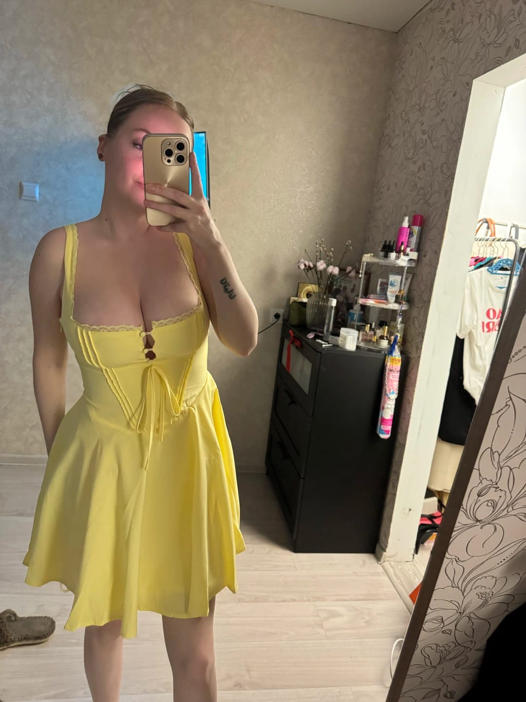 Customer photo review of Jolie Flowy Lace Up Mini Dress