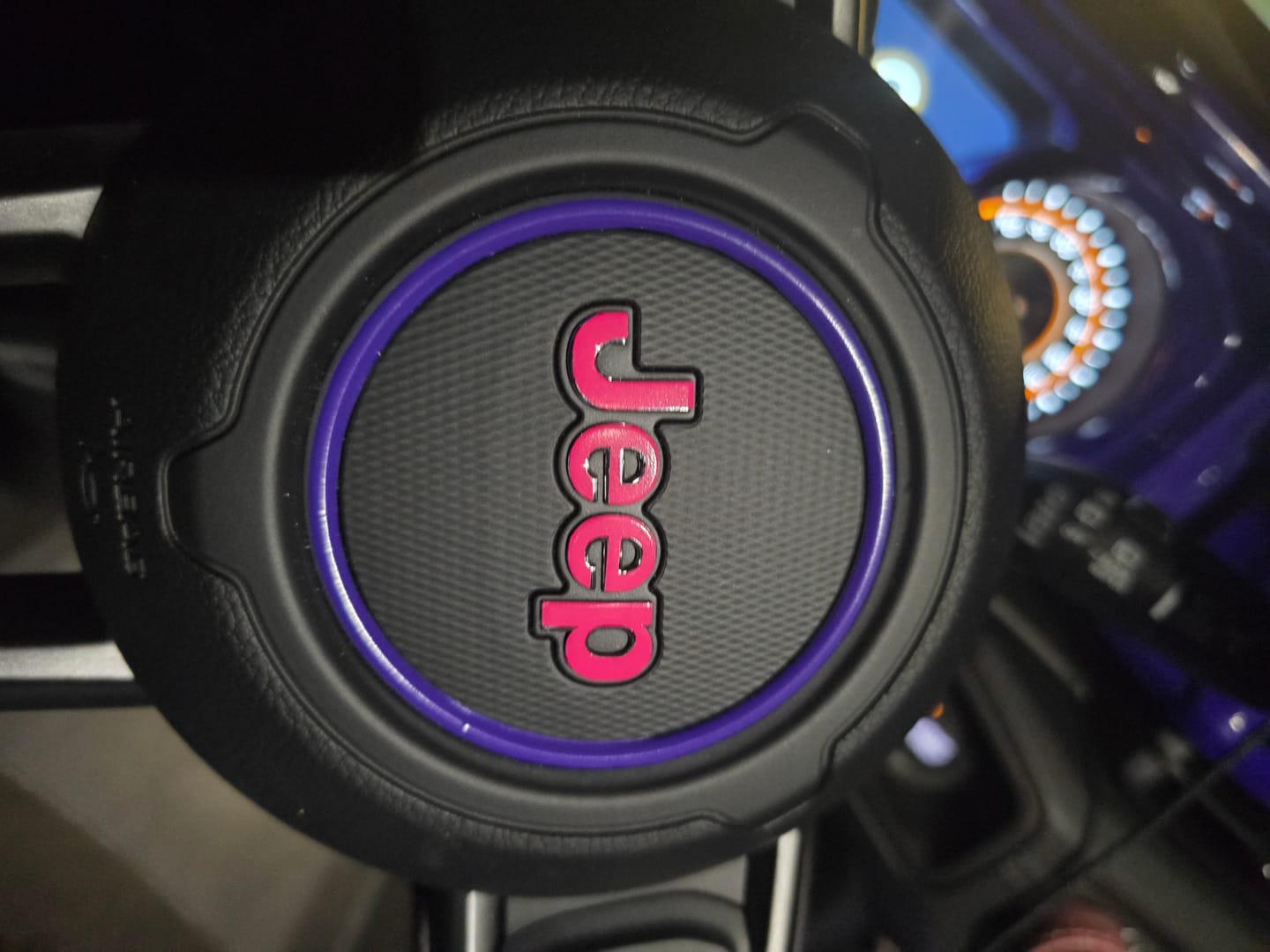 Customer photo review of Center Ring Steering Wheel Vinyl Overlay Cover for Jeep | Fits Jeep Models