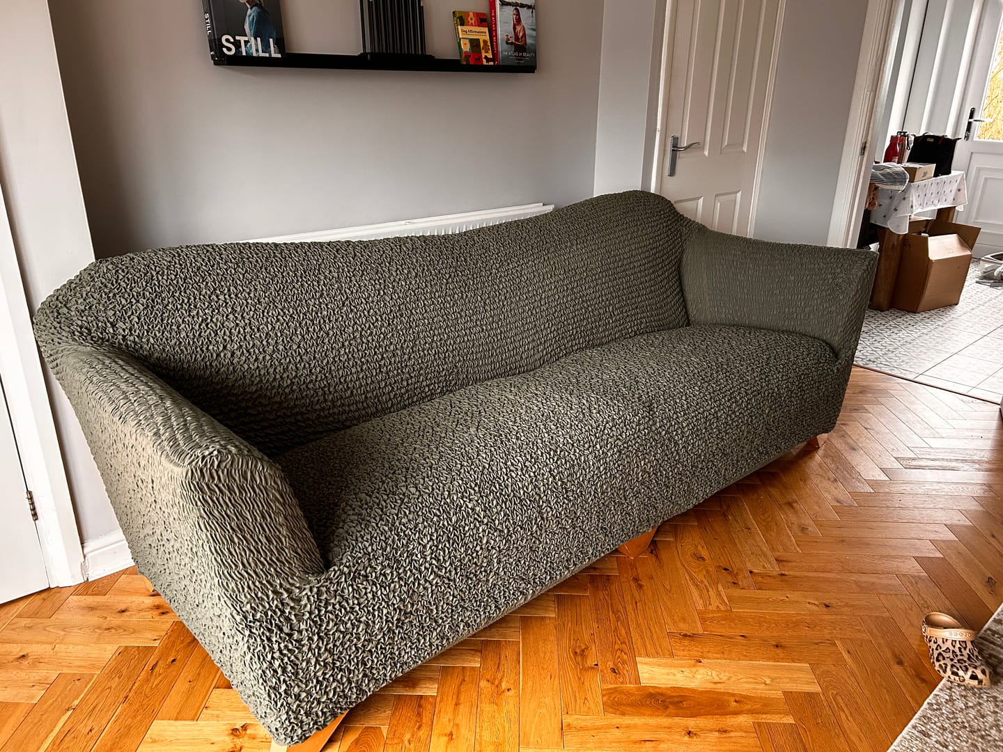 Customer photo review of 4 Seater Sofa Cover - Moss Green, Microfibra Collection
