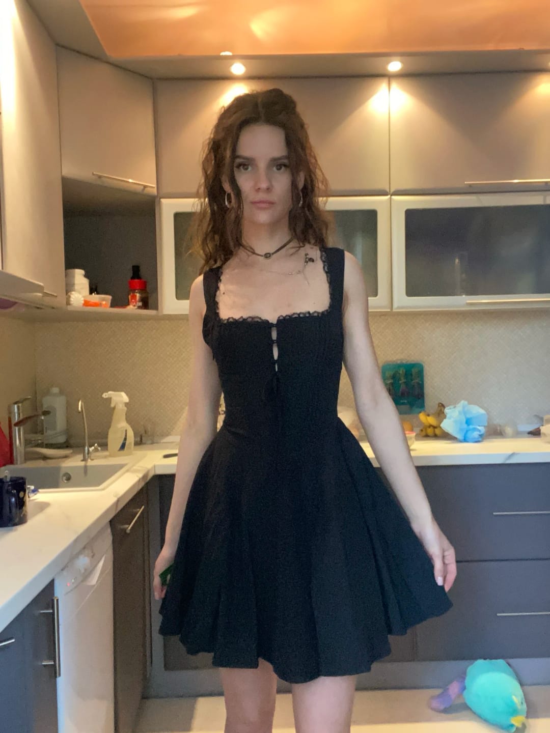 Customer photo review of Jolie Flowy Lace Up Mini Dress