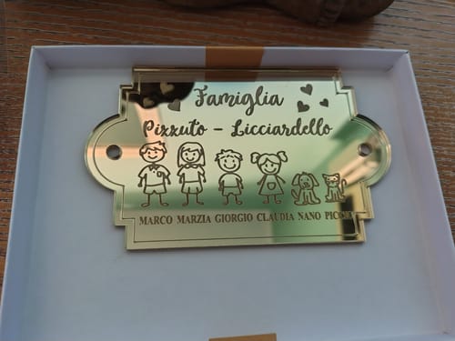 Customer photo review of Fuoriporta Personalizzato con Nomi della Famiglia in Plexiglass