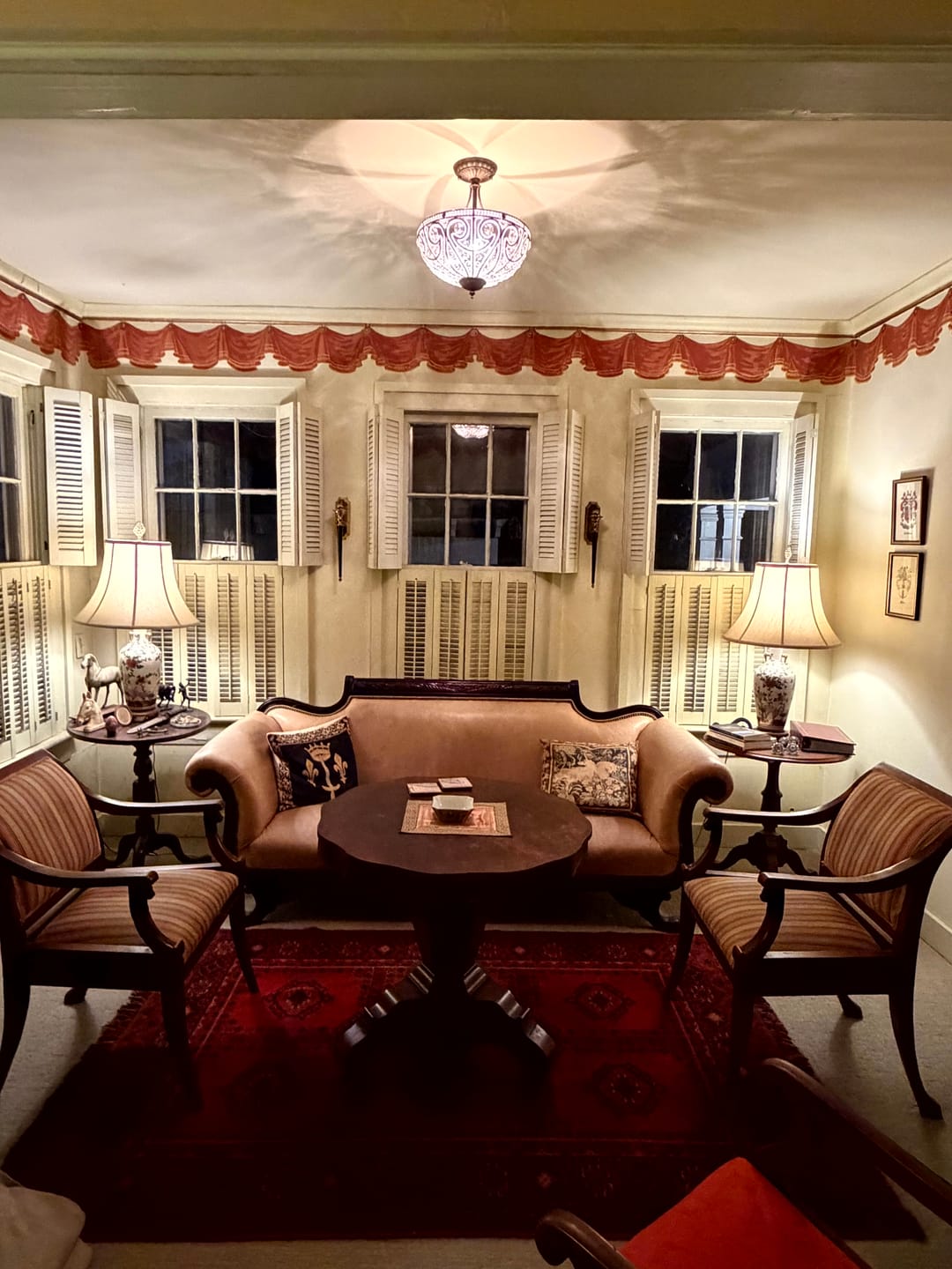 Customer photo review of Victorian Antique Bronze Crystal Semi Flush Light