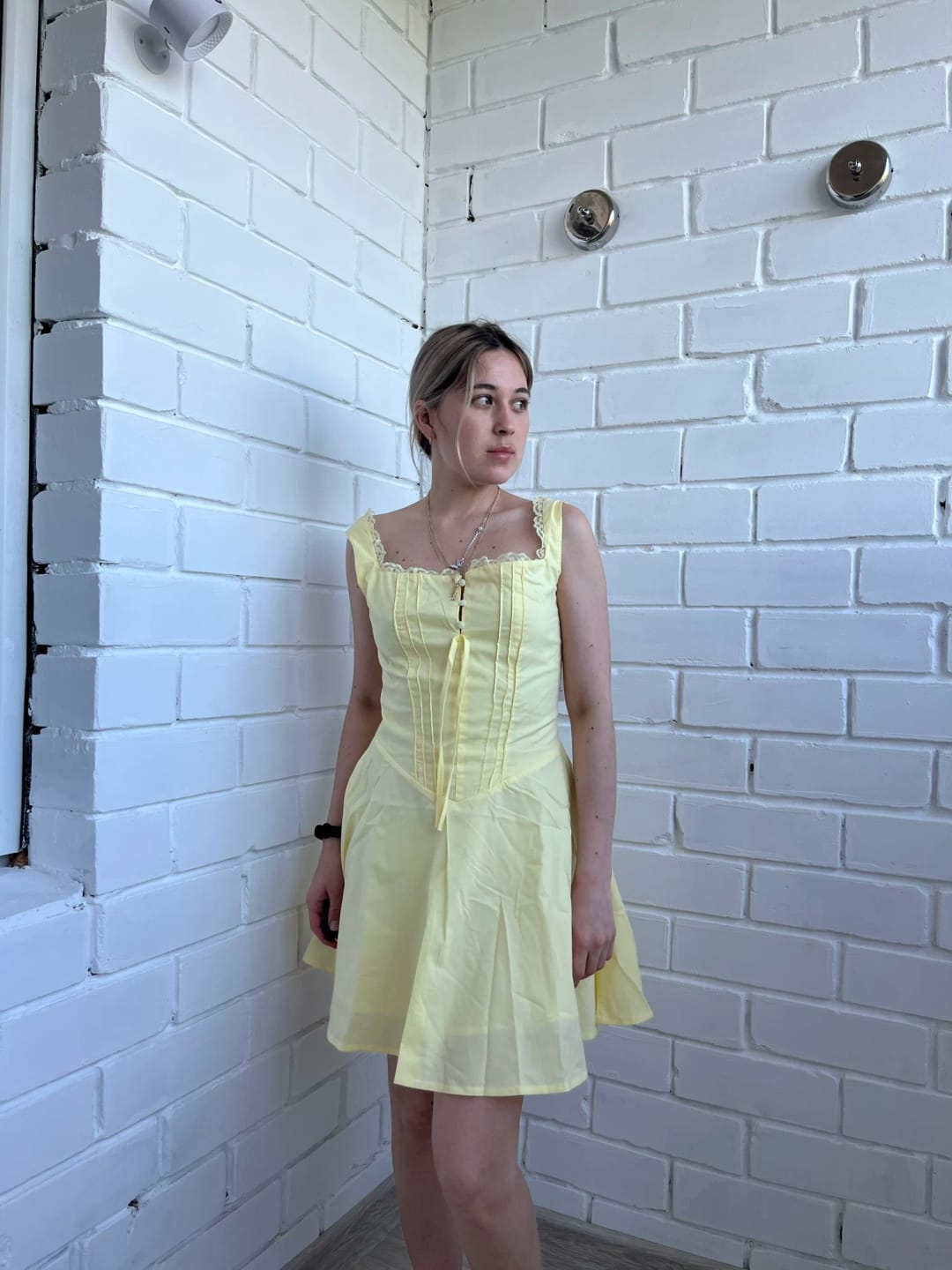 Customer photo review of Jolie Flowy Lace Up Mini Dress