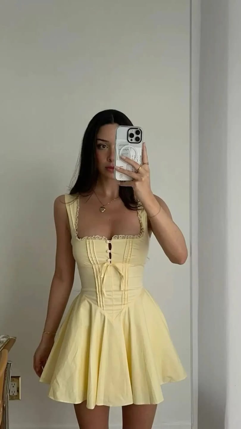 Customer photo review of Jolie Flowy Lace Up Mini Dress