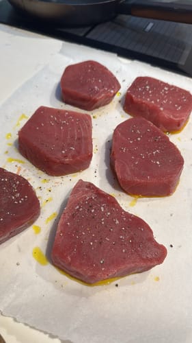 Customer photo review of Yellowfin Tuna Loin Steaks (High Grade Frozen)