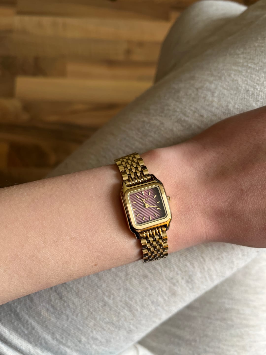 Customer photo review of Macy Petite Gold Burgundy