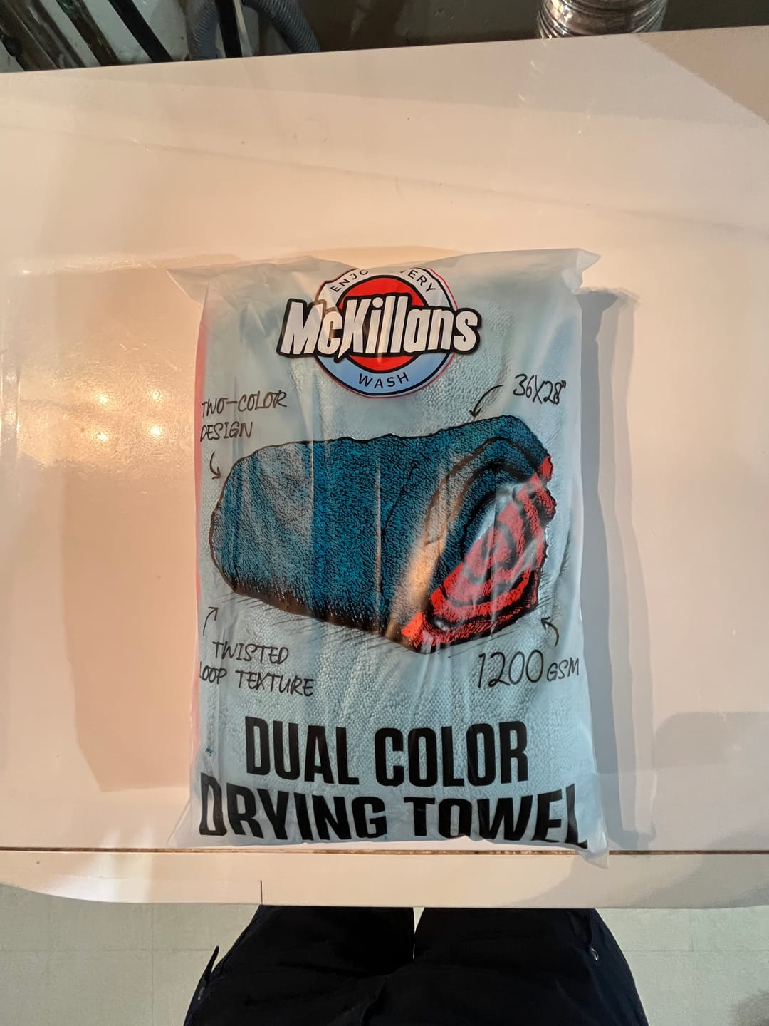 Customer photo review of Dual Color Drying Towel 1200GSM 36x28"