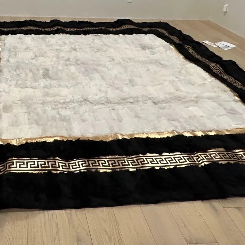 Customer photo review of Genuine Sheepskin Area Rug with Ivory Center and Black Border