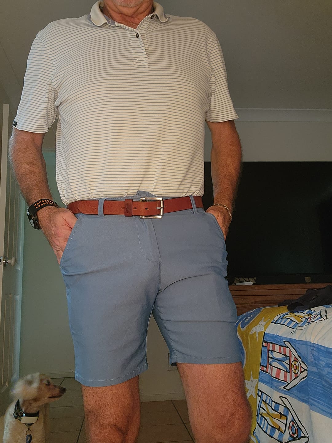 Customer photo review of Ultra-Stretch 7" Chino Shorts - Sky Blue