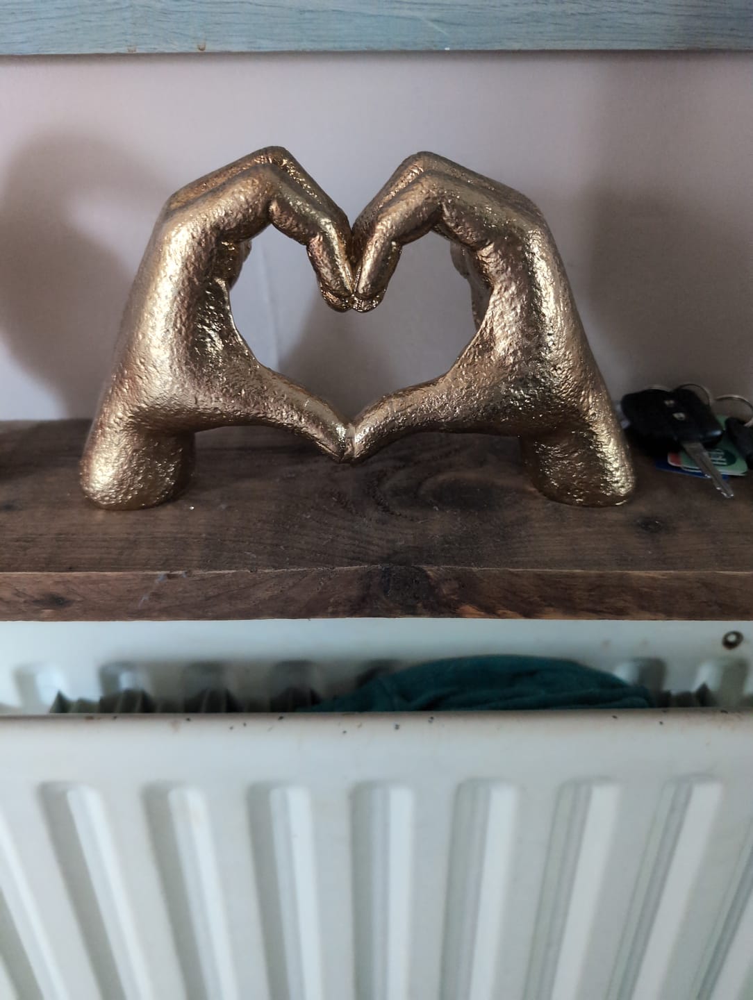 Customer photo review of Antiqued Gold Heart Hands