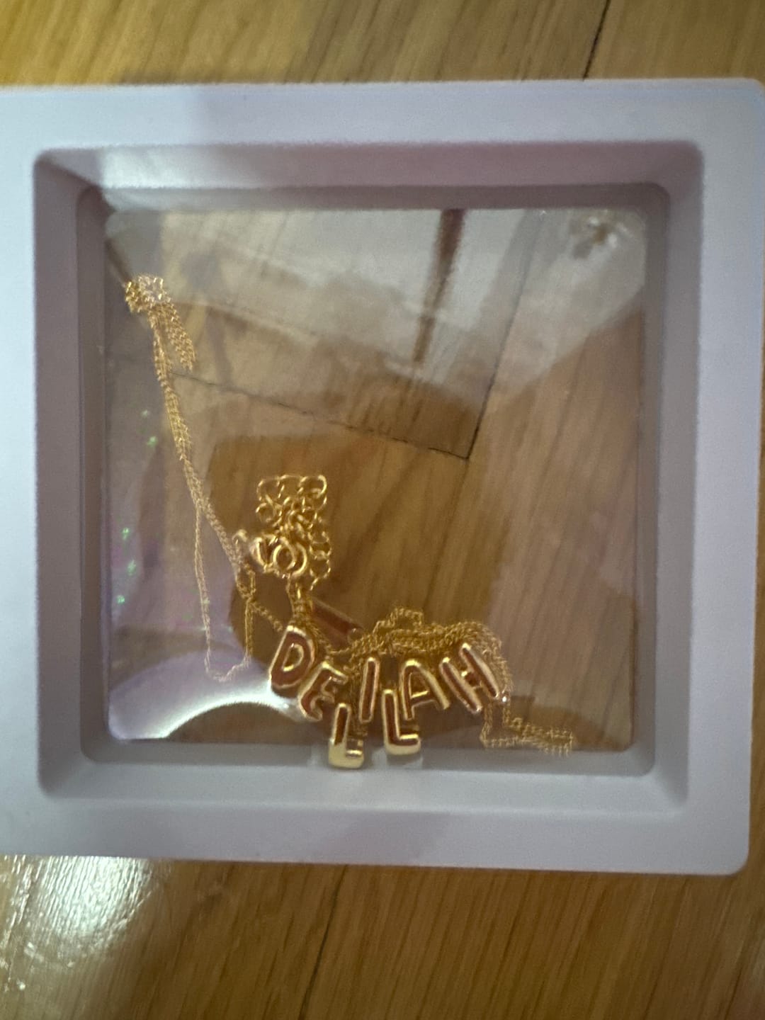 Customer photo review of Bubble Name Necklace