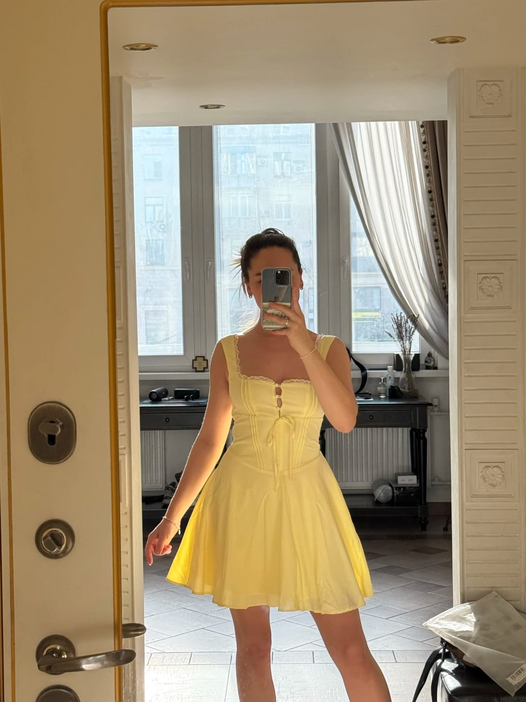 Customer photo review of Jolie Flowy Lace Up Mini Dress