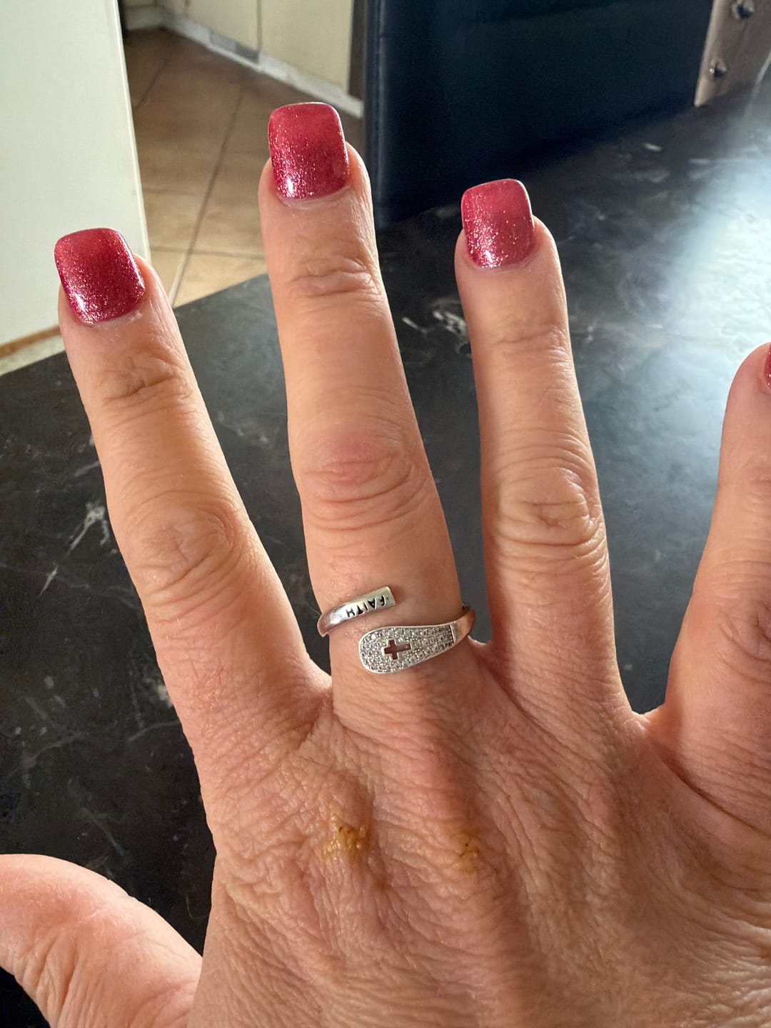 Customer photo review of "FAITH" Handmade Christian Family Ring in Zircon & 925 Sterling Silver (GIFTING OFFER)