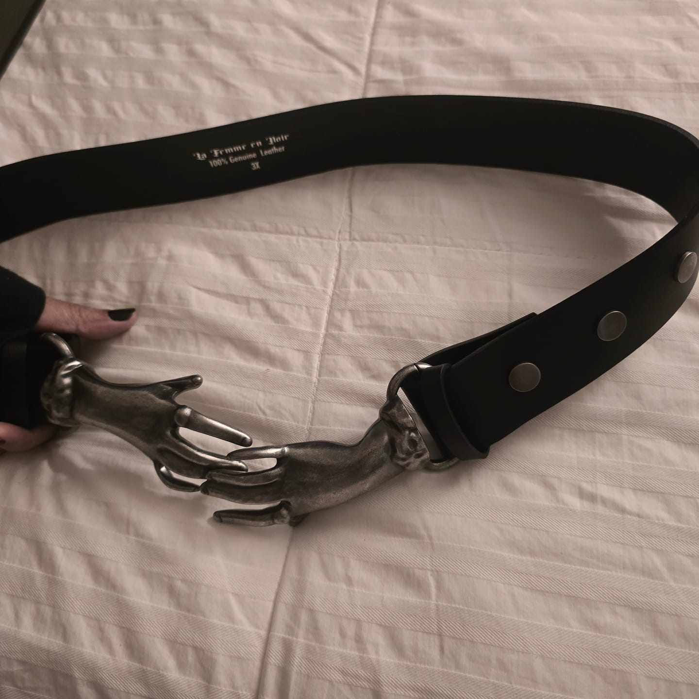 Customer photo review of Victorian Hands Belt in Antique Pewter