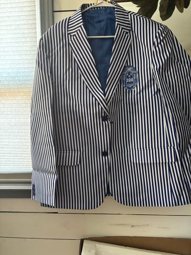 Customer photo review of Zeta White Striped Blazer
