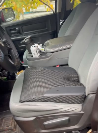 Customer photo review of ComfiLumba Car and Truck Seat Cushion - Wedge Shaped High Density Memory Foam