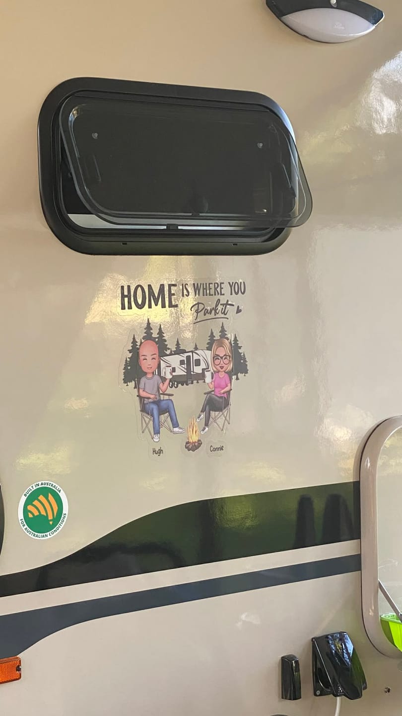 Customer photo review of Camping Partners For Life Doll Couple Sitting Personalized RV Decal