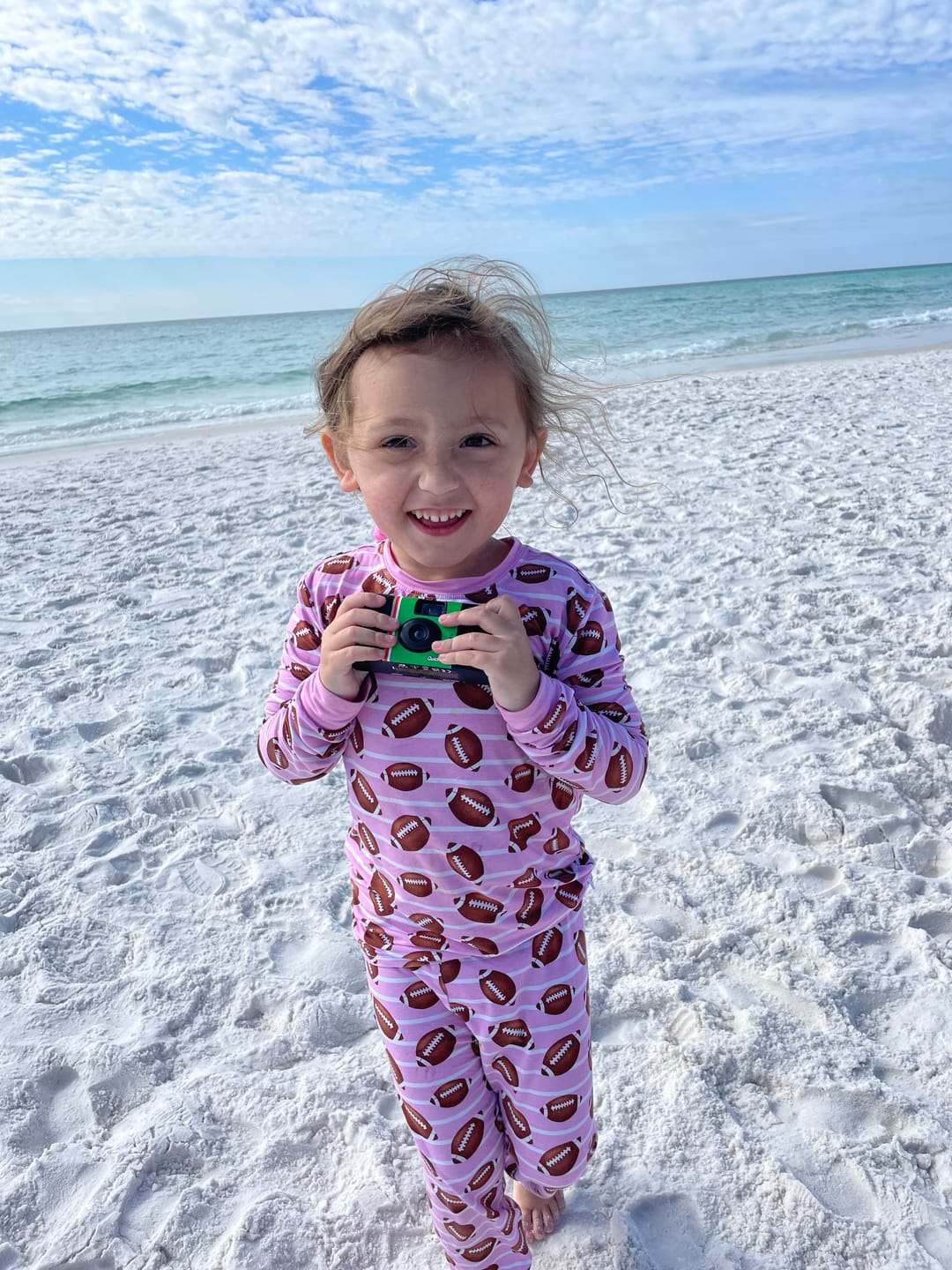 Customer photo review of Girls Football Two-Piece Pajamas