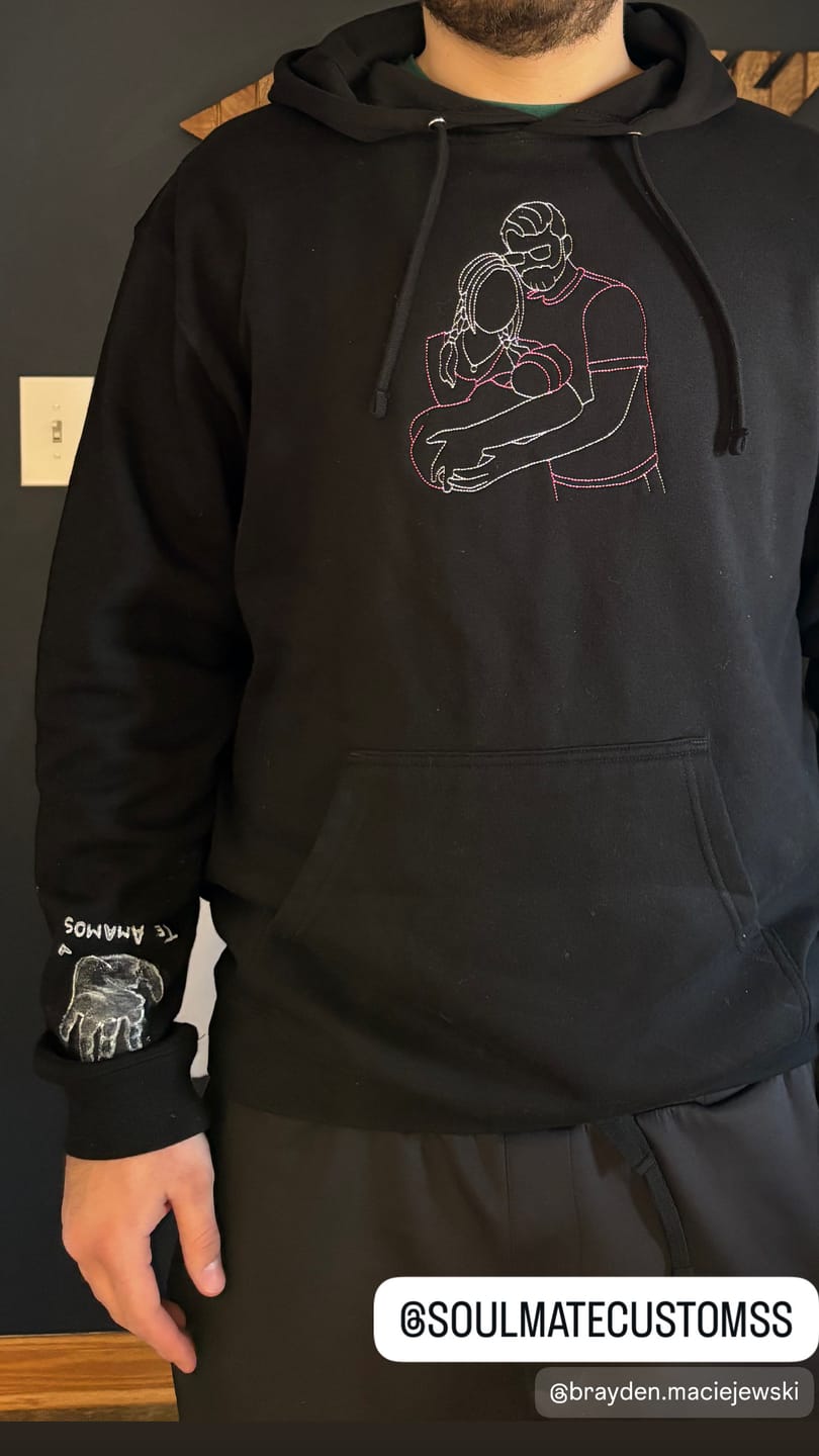 Customer photo review of Soulmate Custom Embroidered Photo Hoodie