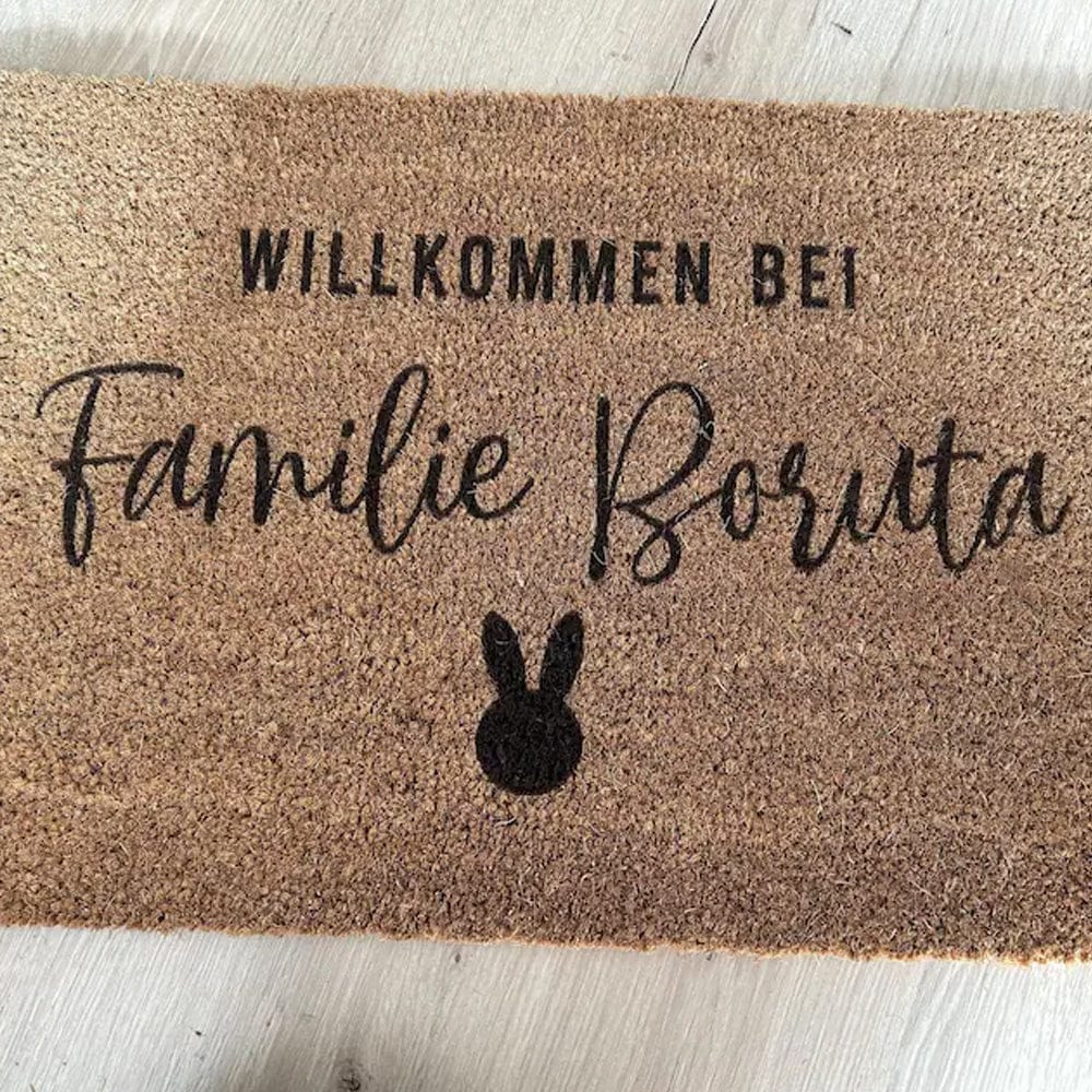 Customer photo review of Fußmatte aus Kokos personalisierbar – Willkommen bei Familienname mit Herz