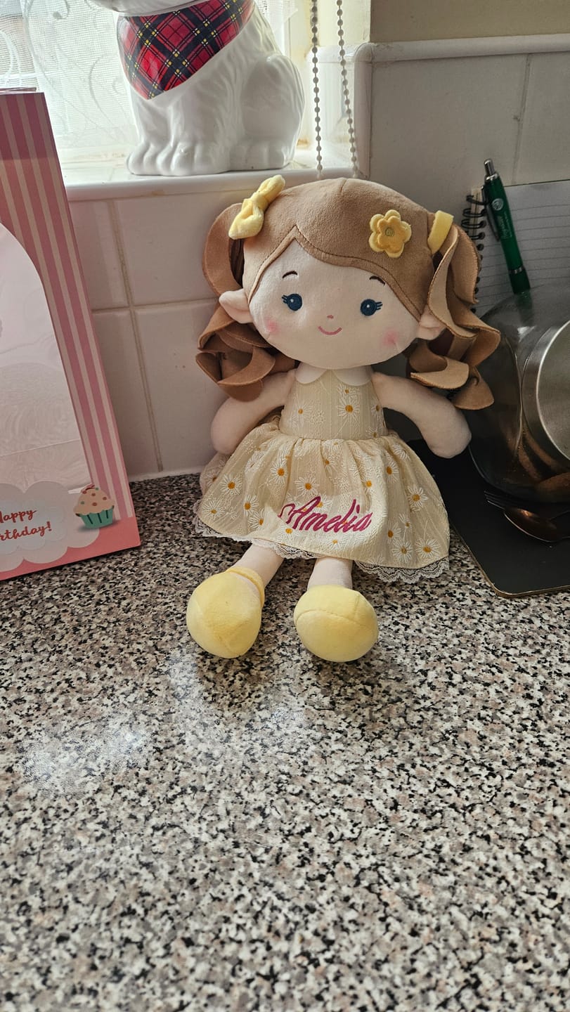 Customer photo review of Leyadoll Soft Plush Personalized Leya Doll, My First Baby Doll
