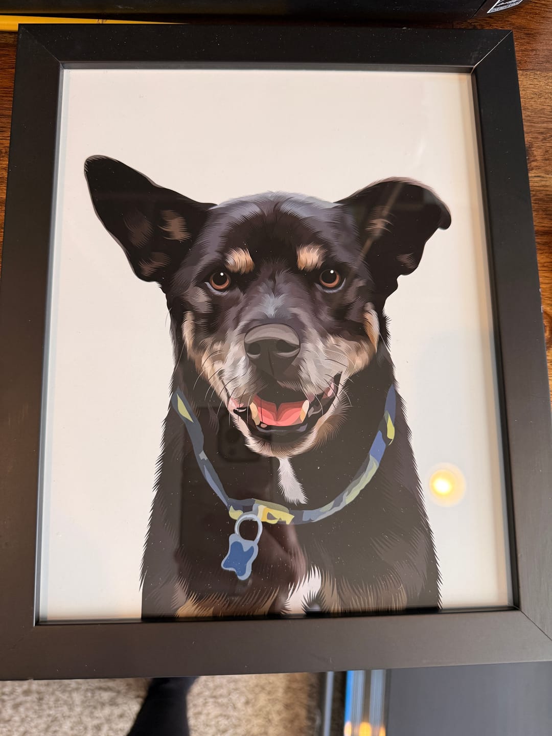 Customer photo review of Framed Pet Portrait, Custom Pet Gift, Custom Framed Portrait, Pet Memorial, Pet Gift, New Pet Gift, Pet Lover Gift (Size/Frame Color: 8"x10"/Black, Number of Pets: One Pet, Personalization: Not requested on this item.)