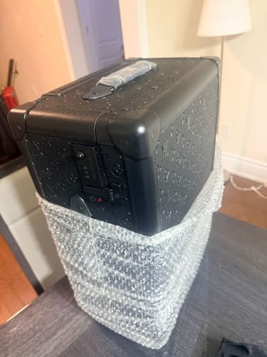 Customer photo review of CUSTOM MONOGRAM ROLLING TRUNK (ULTRA BLACK)